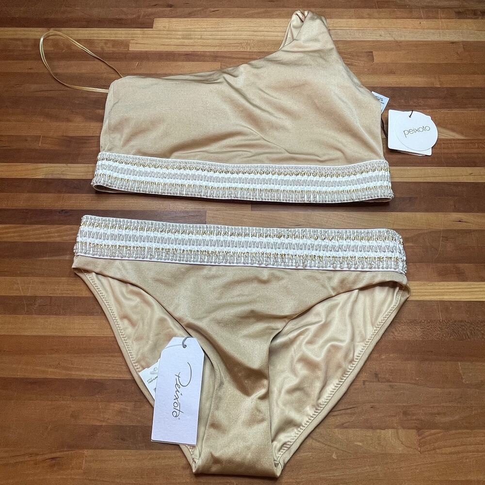 Peixoto Zoni One Shoulder Bikini set  Gold Large